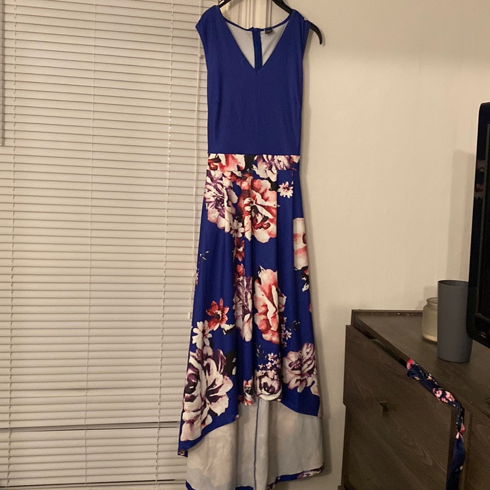 Blue floral, high low dress